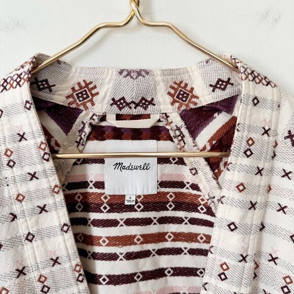 Madewell Aztec Boho Embroidered Kimono Wrap Jacket S - Picture 10 of 12